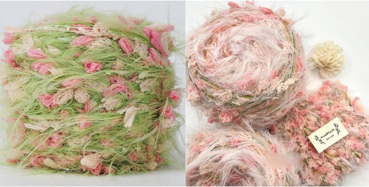 Hand Spun Yarn 2 Pack of 50g/Skein Wool Cotton Mohair Acrylic with Hand Art Blended Colorful Handmade (Green 1 Pack and Pink 1 Pack)