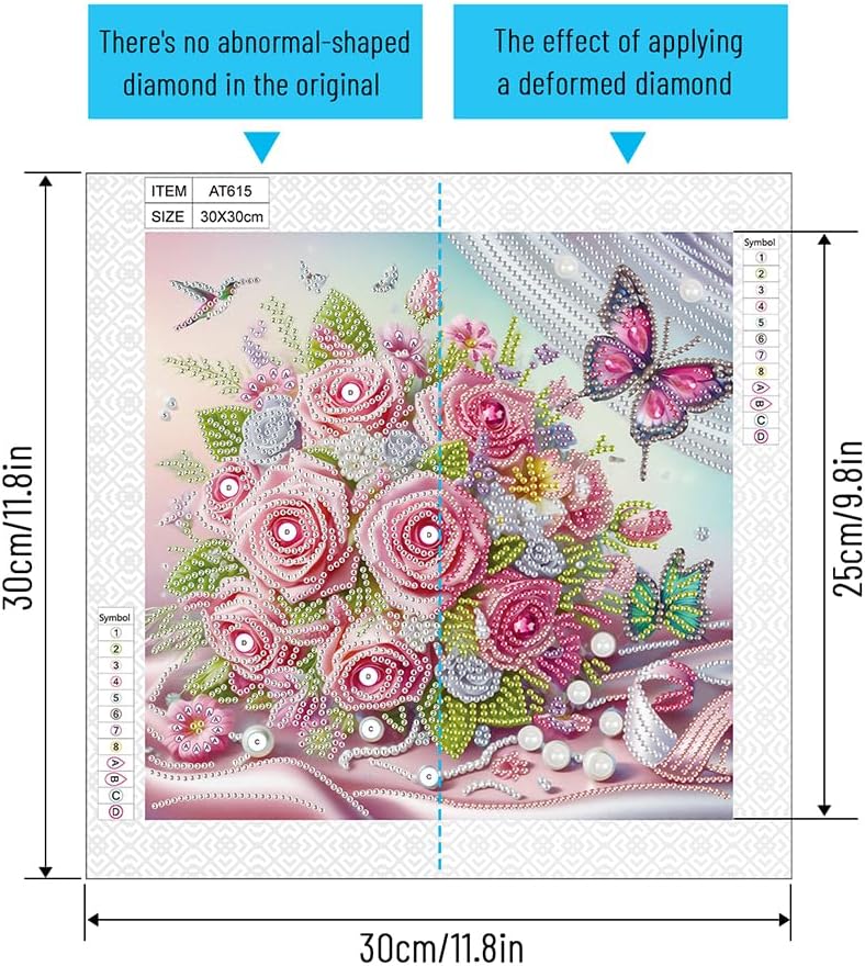 LAKEQUILL 5D DIY Partial Special Shaped Drill Art Painting Kit Flower Decor 30x30cm (AT615)