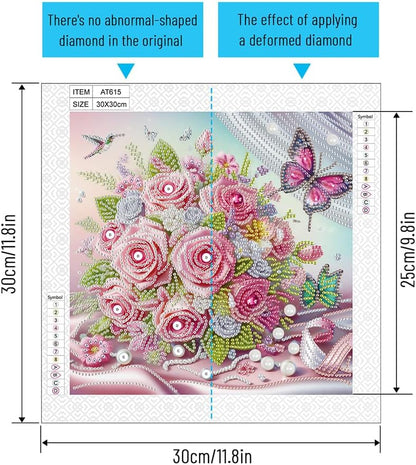 LAKEQUILL 5D DIY Partial Special Shaped Drill Art Painting Kit Flower Decor 30x30cm (AT615)