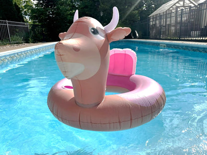 NPW Pink Bull Inflatable Pool Float Ring – Rodeo Western Pool Float for Summer Pool Parties & Bachelorette