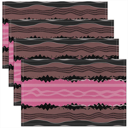 Feelyou Abstract Stripe Placemats Set of 4 Pink Abstract Stripe Table Mats for Party Kitchen Dining Decoration Holiday Seasonal Geometric Place Mat for Dinner Table Indoor Outdoor 18"x12" Non-Slip