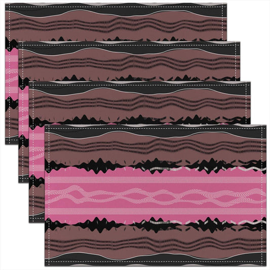 Feelyou Abstract Stripe Placemats Set of 4 Pink Abstract Stripe Table Mats for Party Kitchen Dining Decoration Holiday Seasonal Geometric Place Mat for Dinner Table Indoor Outdoor 18"x12" Non-Slip