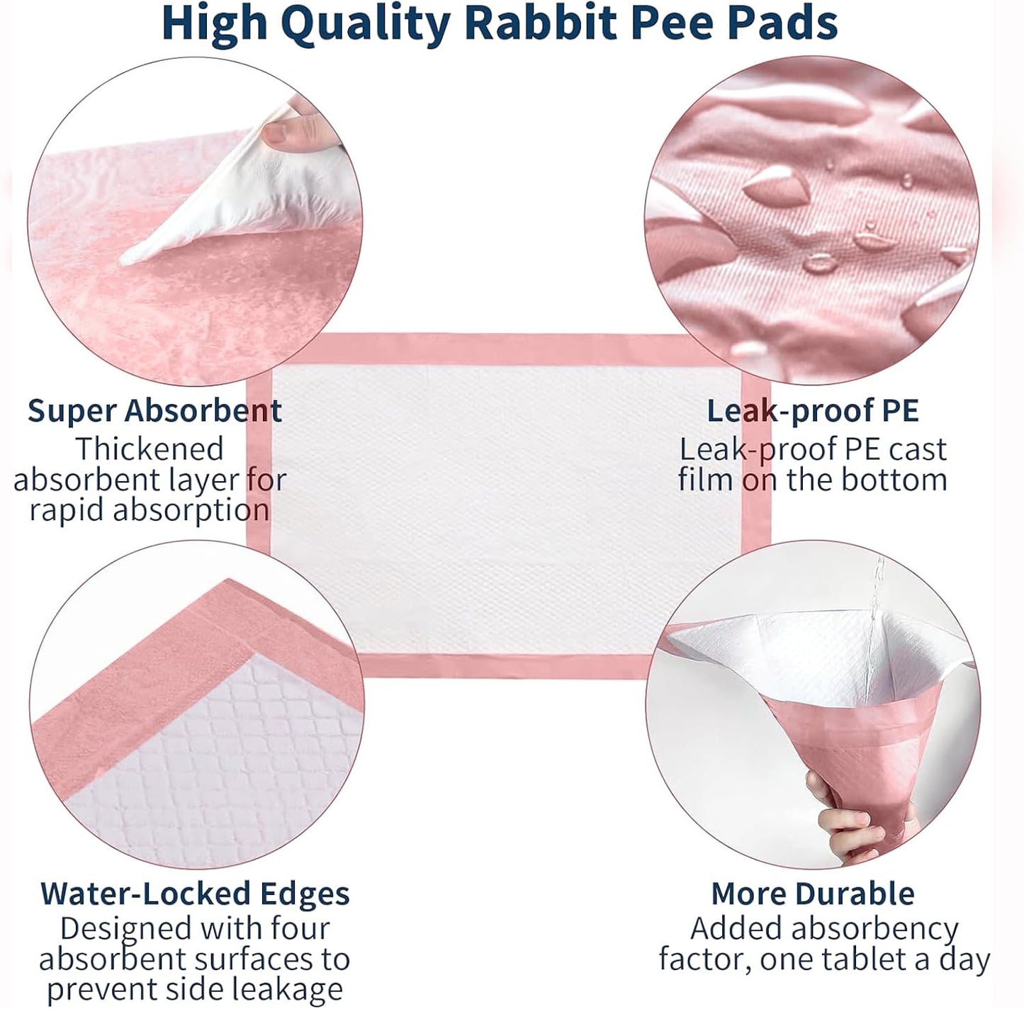Tfwadmx Rabbit Pee Pads 100 Pcs 18"× 13" Disposable Cage Liners Leak-Proof Super Absorbent Potty Training Pad for Puppy Guinea Pigs Hedgehog Hamsters Chinchillas Cats and Other Small Animals