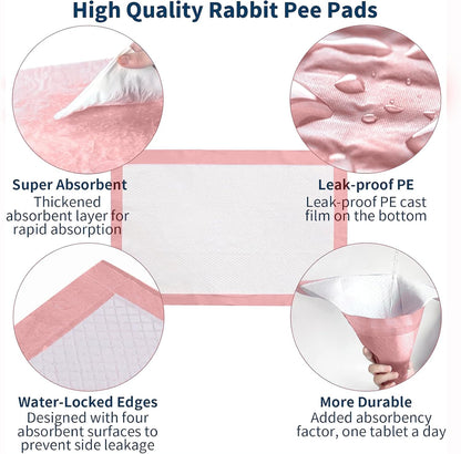 Tfwadmx Rabbit Pee Pads 100 Pcs 18"× 13" Disposable Cage Liners Leak-Proof Super Absorbent Potty Training Pad for Puppy Guinea Pigs Hedgehog Hamsters Chinchillas Cats and Other Small Animals