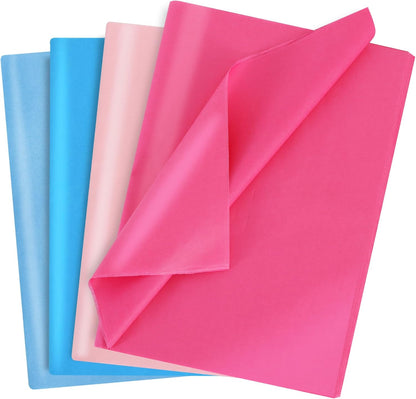 BEISHIDA 80 Sheets Pink and Blue Tissue Paper Bulk,Wrapping Tissue Paper for Gift Bags, 14 x 20 Inch Gift Wrap for Birthday Babyshower Wedding DIY Crafts Decor Holiday Flowers