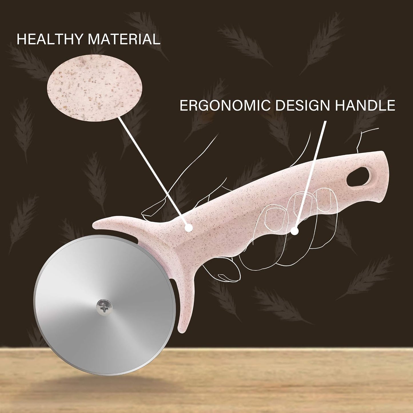 Pizza Cutter Wheel, Stainless Steel Pizza Cutter with Cover, Super Sharp Pizza Slicer-Dishwasher safe,Smooth Rotating Pizza Wheel Safe with Healthy Material (Pink）