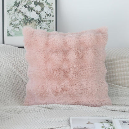 NIULAA Soft Fluffy Faux Fur Throw Pillow Covers 18x18 Blush Pink Set of 2 Luxury Thick Plush Cute Decorative Pillowcases for Sofa Couch Living Room