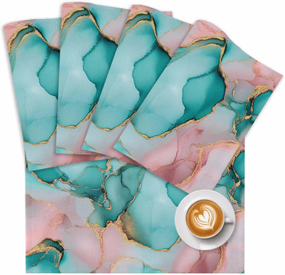 Pink Water Marble Placemat Set of 4 Non-Slip Placemats for Dining Table Abstract Art Washable Table Mats, Heat Resistant Kitchen Table Mats for Party, Dining Room & Home Decor