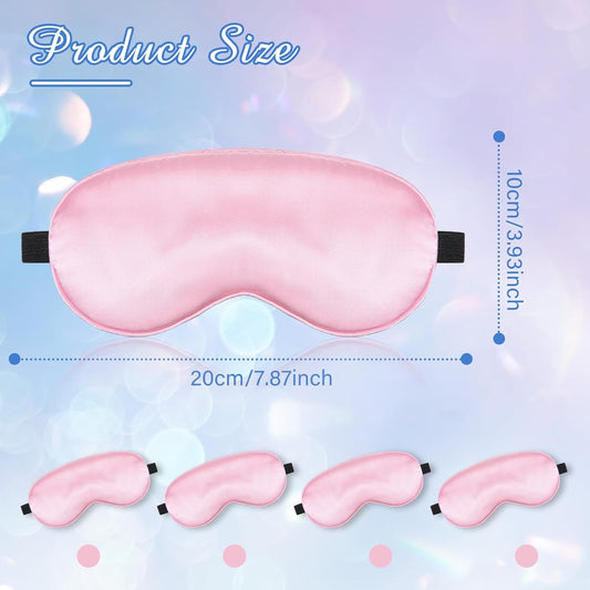 BBTO 4 Pcs Silk Sleep Mask Smooth Soft Eye Mask Satin Blindfold Silky Eyeshade Adjustable Shoulder Strap for Women Girl Sleep, Travel, Night Sleeping, Office, Party Games, Wedding Gifts(Pink)