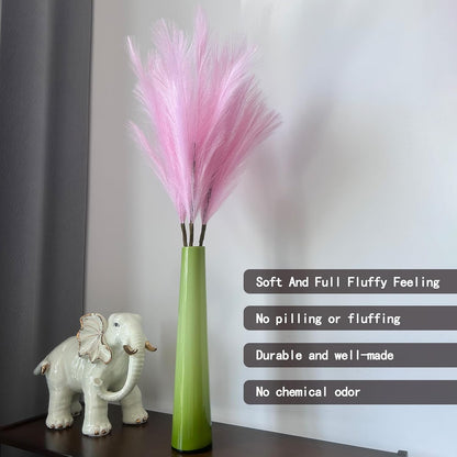 Faux Pampas Grass 3PCS Tall 51'' for Floor Vase Dried Pampas Grass Decor Living Room Decor and Accessories Fluffy Artificial Home Decor (Pink)