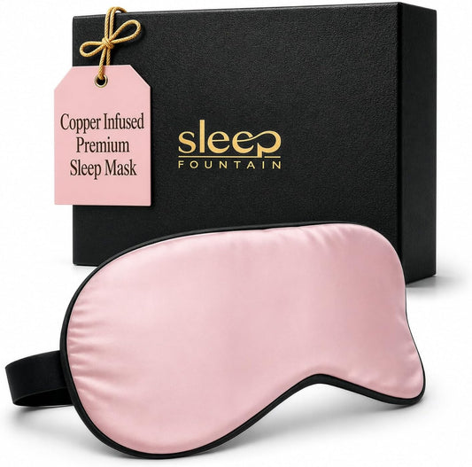 Anti Aging Silk Sleep Mask for Women, Mulberry Silk Eye Mask for Sleeping and Skin Care, Blackout Sleep Mask with Copper Ion Technology Reduces Eye Puffiness, Fine Lines and Wrinkles