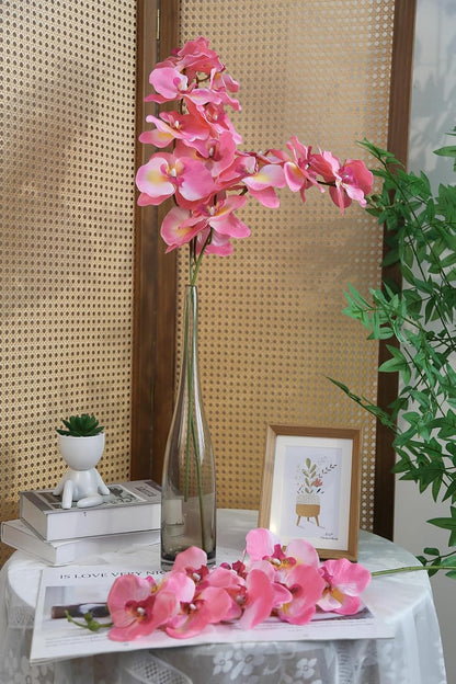 6pcs Orchid Artificial Flowers 29 in Fake Peach Orchid with Long Stem Faux Phalaenopsis Branches Silk Orchid Flowers for Wdding Party Home Decoration (Peach)