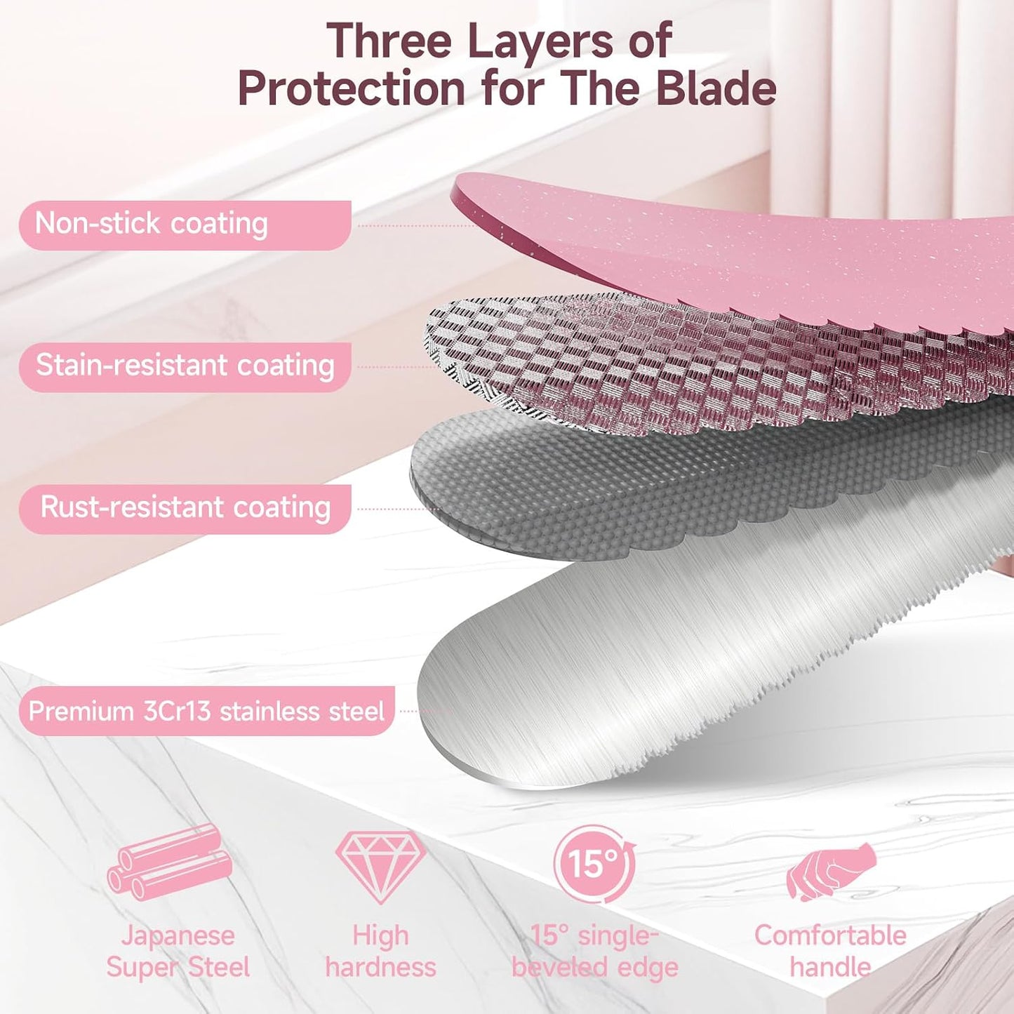 CoquusAid Upgrade Bread Knife for Homemade Bread, World‘s 1st Double Serrated Knife for Crusty Sourdough, 11.6 Inch Stainless Steel Bread Slicer, Professional Sourdough Cutter, Ideal for Gift, Pink