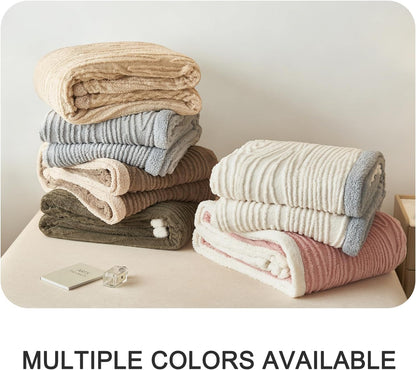 PU MEI Sherpa Throw Blanket for Couch Sofa 60”*80”- Fleece Tufted Fuzzy Soft Cozy Blanket for Bed, Thick Warm Blanket for All Seasons, (Pink)