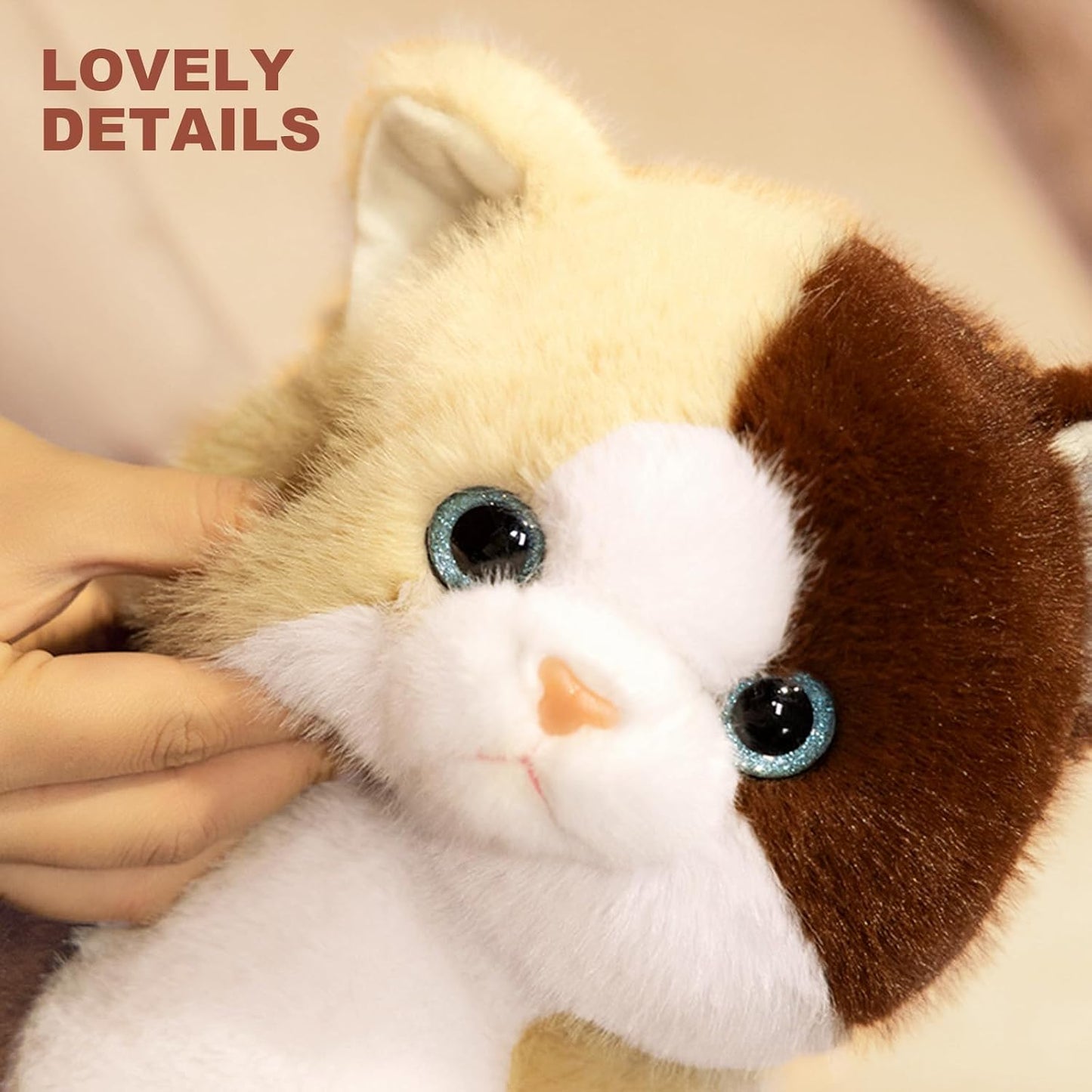 PEACH CAT Cat Stuffed Animal 14" Cute Kitten Plushies Soft Plush Toys Gifts for Kids Brown