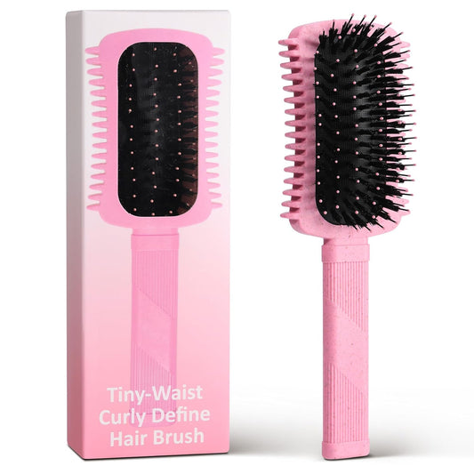 Auhrjomra Curl Defining Brush Pink, Volume Curly Hair Brush for Effortlessly Detangling Shaping and Styling Women's Curls, Waves & Coils, Curly Hair Products, Reduce Frizz