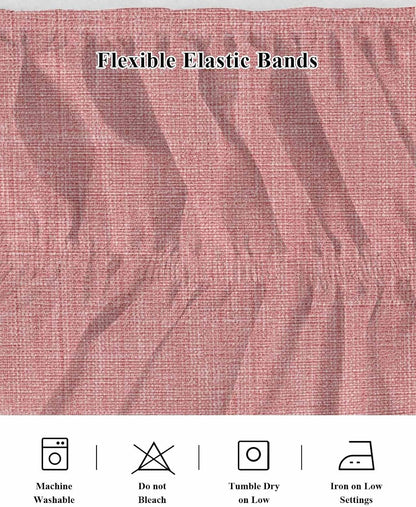 Bed Skirt Peach Pink Linen Bedskirt 16 Inch Drop Farmhouse Pure Color Adjustable Elastic Wrap Around Bed Skirts Dust Ruffle for Queen Size Bed Frame Cover