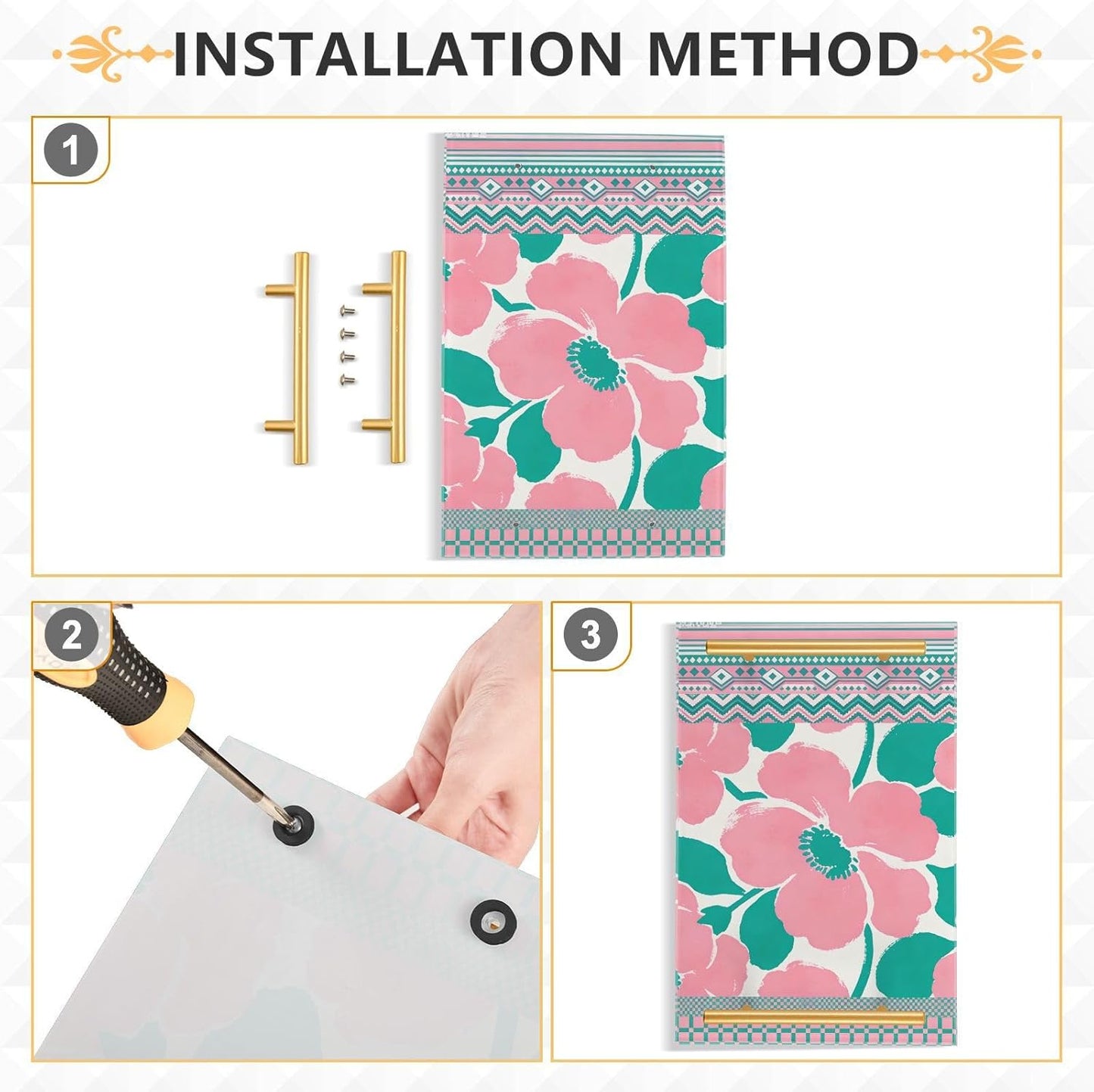 Peach Simple Floral Decorative Rectangle Trays with Handles Modern Serving Tray for Jewelry Perfume for Farmhouse Serving bandeja de decoracion para sala