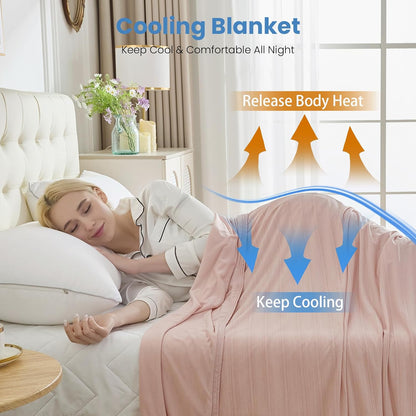 OIGAE Cooling Blanket for Hot Sleepers - Soft & Lightweight Summer Cold Blanket for Night Sweats | Perfect for Bed, Couch, Sofa (Pink, 50" x 70")