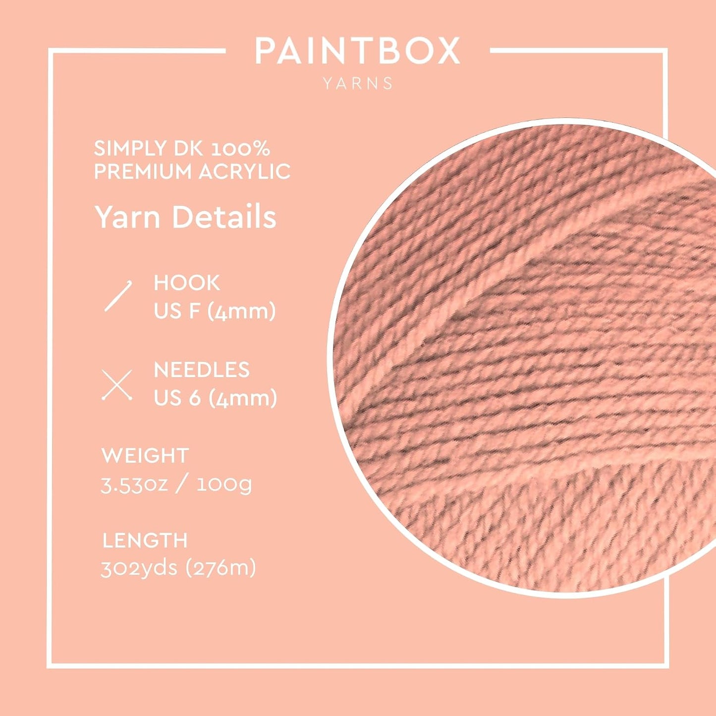Paintbox Yarns Simply DK - Acrylic Yarn -302yds (276m)/100g (3.53oz) - Peach Orange Knitting Wool for Crochet – Soft & Durable - Light Worsted - Knit Yarn for Blankets Toys, Clothes
