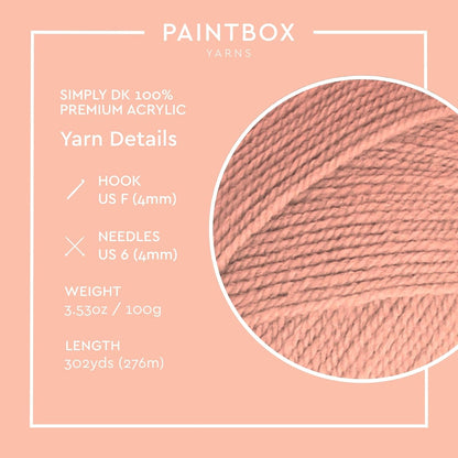Paintbox Yarns Simply DK - Acrylic Yarn -302yds (276m)/100g (3.53oz) - Peach Orange Knitting Wool for Crochet – Soft & Durable - Light Worsted - Knit Yarn for Blankets Toys, Clothes