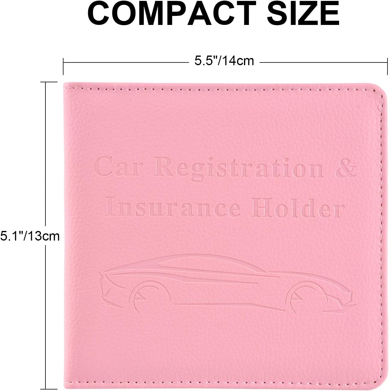 Car Registration and Insurance Holder, Car Accessories Vehicle Glove Box Car Organizer Women Wallet Case for Cards, Essential Document, Driver License by Cacturism, Pink | for Cards