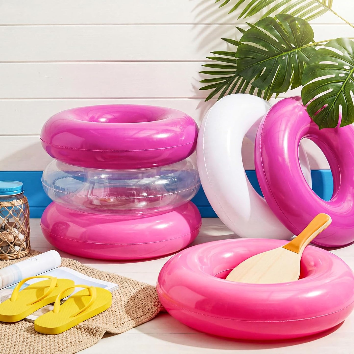 Arrowbash 8 Pcs 28 Inch Swimming Pool Floats for Adults, Inflatable Pool Float Tubes Bulk, Women & Men Swimming Ring Floaties for Beach Party Decoration River Lake Summer Vacation Holiday