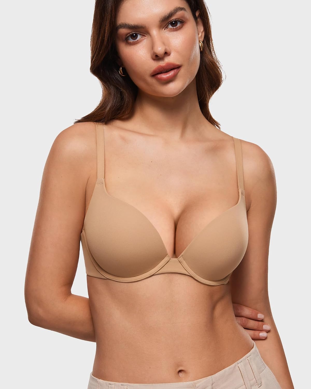 INLYRIC Women's Push Up Bra Tshirt Demi Supportive Bras Underwire Plunge Padded Comfortable Inbarely Plus Collection