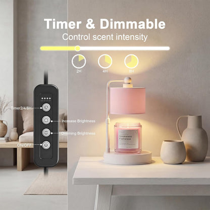 Pink Candle Warmer Lamp with Timer, Modern Farmhouse Dimmable Candle Warmer, Height Adjustable Electric Candle Lamp Warmer with 2 Bulbs, Home Decor for Bedroom-Pink