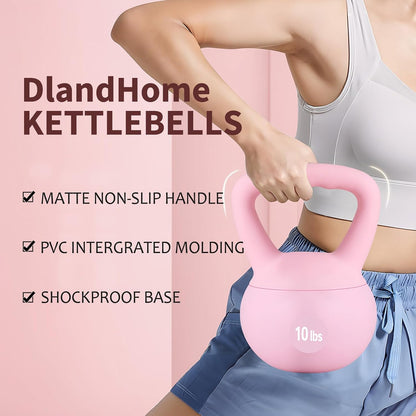 DlandHome Kettlebell Weights Strength Training Kettlebell-Great for Full Body Workout and Strength Training,Easy Grip Handle,PVC Filled with Iron Sand