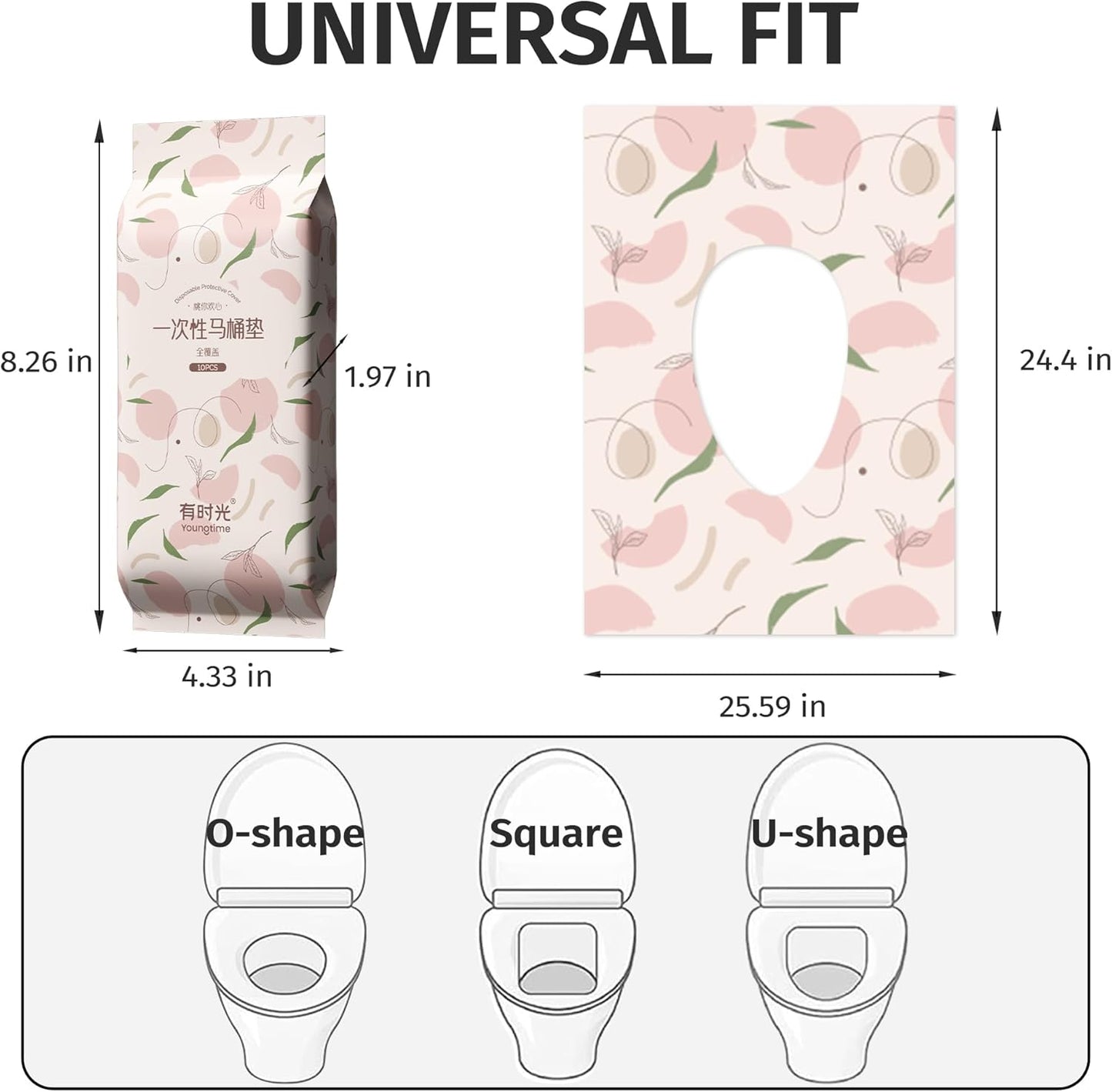 Toilet Seat Covers Disposable,Individually Wrapped for Travel,Full Coverage Extect Large Potty Training Cover for Kids,Peach,20 Packs