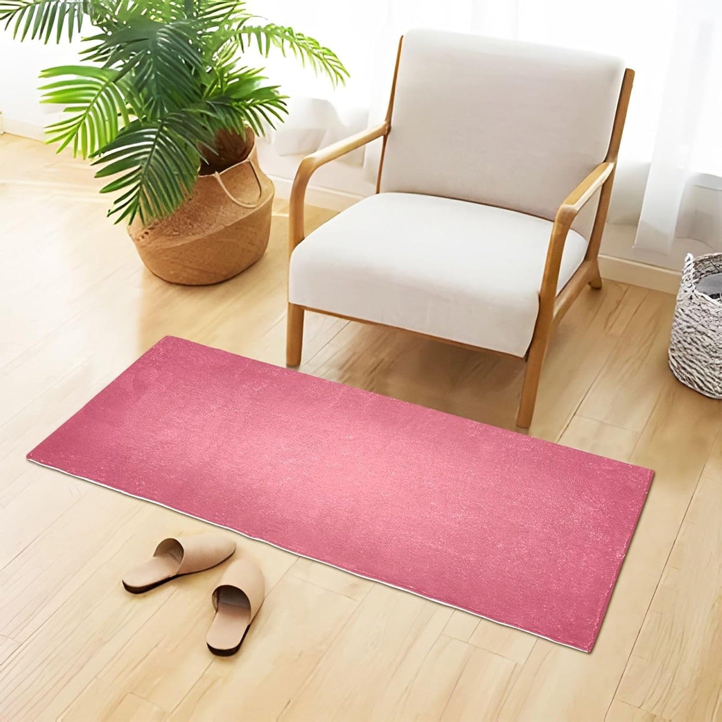Plain Pink Solid Color Bath Mat, Dry Quickly Non Slip Absorbent Bath Rug, Soft Living Room Bedroom Home Floor Mats, Bath Mats for Bathroom, Tub and Shower 20" x 39"