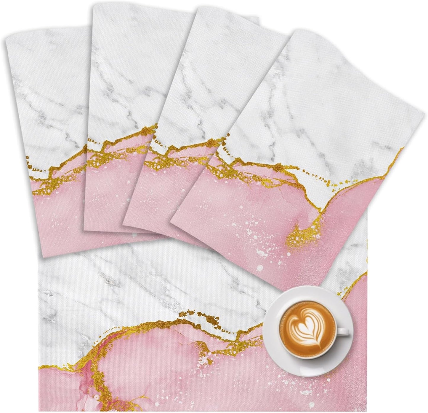 Placemat Set of 6 Pink Marble Dining Table Placemats White Modern Abstract Art Luxury Heat Resistant Washable Table Mats Non Slip Kitchen Placemats for Dining Room Home Decor