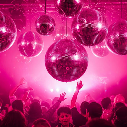 16 Inch Mirror Disco Ball lamp, Pink 16" Disco Ball Decor Hanging Disco Ball for Party Wedding Holiday Home Decoration, Replacement Mirror x 20pcs (Pink, 16inch)
