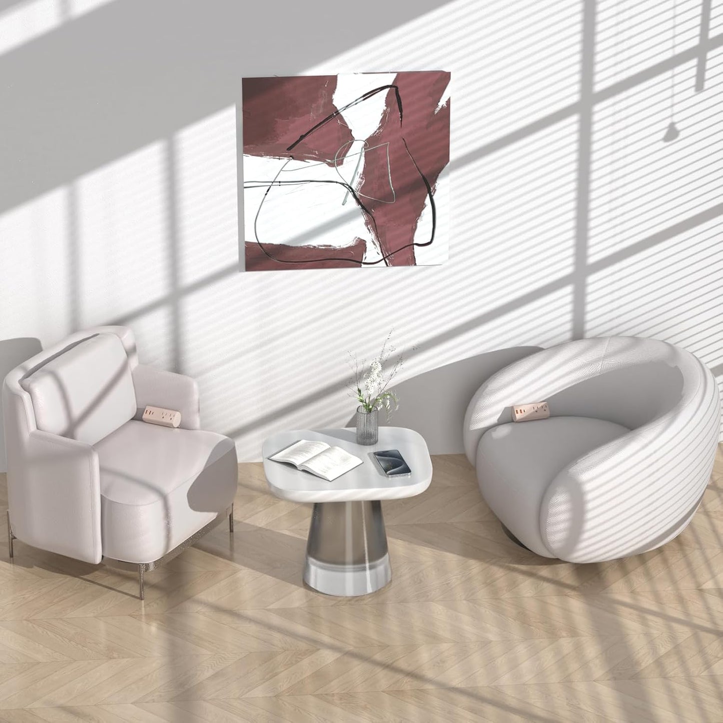 Update Removable Hidden Couch Charging Station, HEZI Sofa Outlet with 2 AC Outlets 3USB Ports (PD20W USB-C), 1050J Surge Protection, Flat Extension Cord for Furniture Couch (Pink, 6 FT)