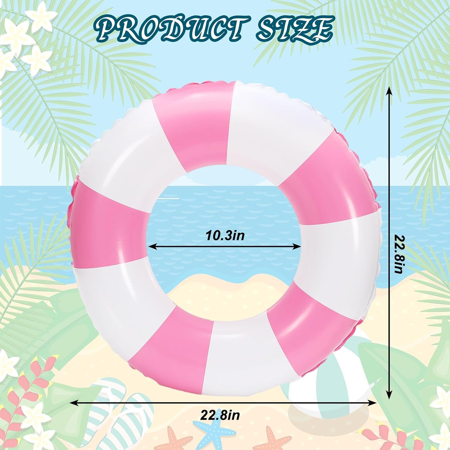 JarThenaAMCS 12 Pcs Inflatable Swimming Float Toy Swim Ring Striped Print Pool Lounger Tube
