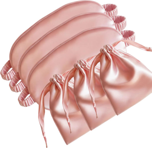 Sleep Mask - Silk Eye Cover for Sleeping with Satin Storage Bag Pink 3 Pcs Save 20%