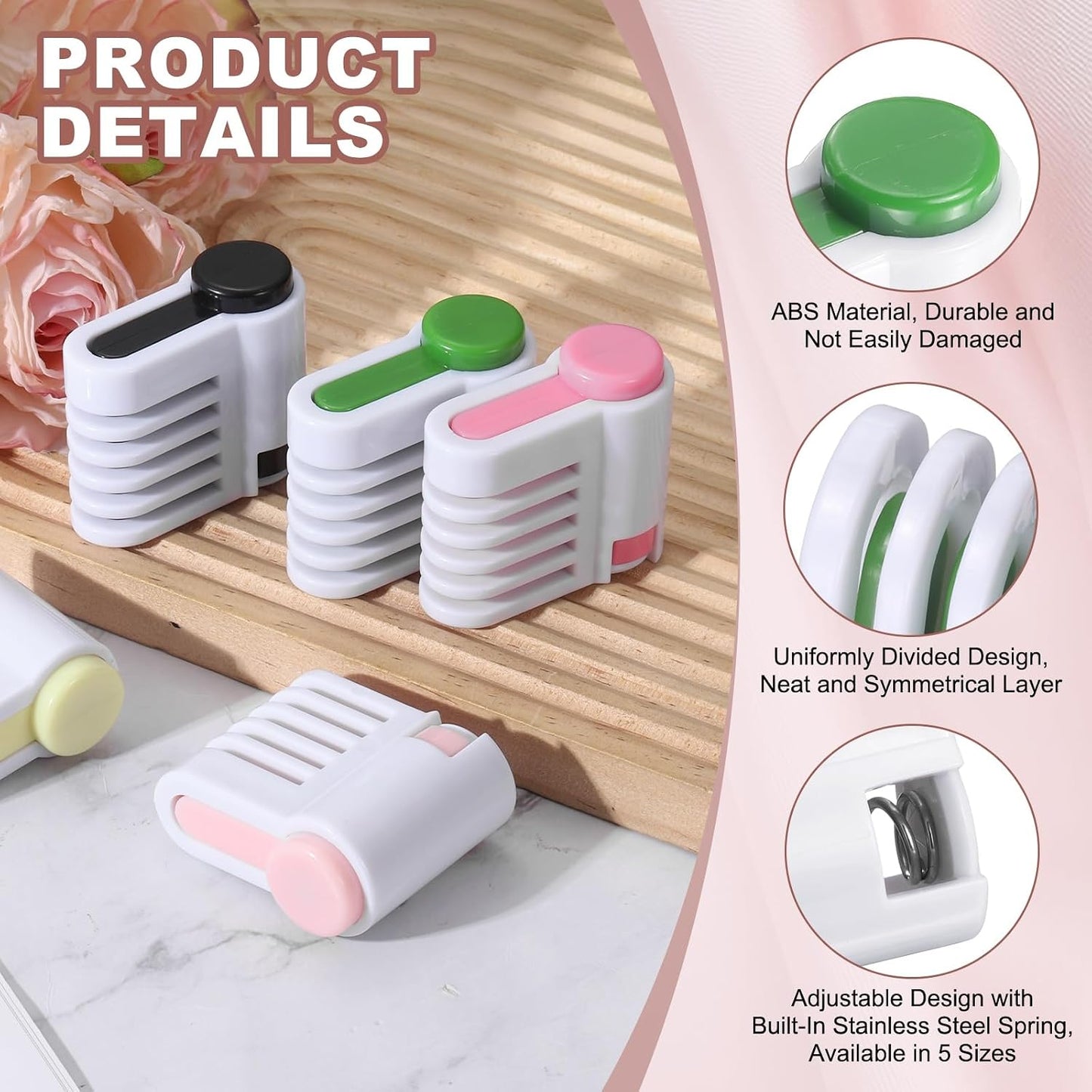 uxcell 2 Pcs Cake Leveler Slicer, DIY Cake Slicer, 5 Layers Bread Leveler, Pink/Green