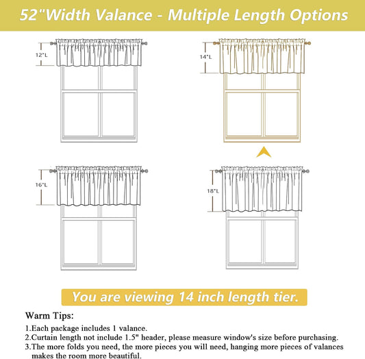 Valances for Windows, Light Filtering Faux Linen Textured Small Short Window Curtain for Bathroom Basement Farmhouse, Rod Pocket Top Half Curtains for Windows, Blush Pink 52Wx14L Inch