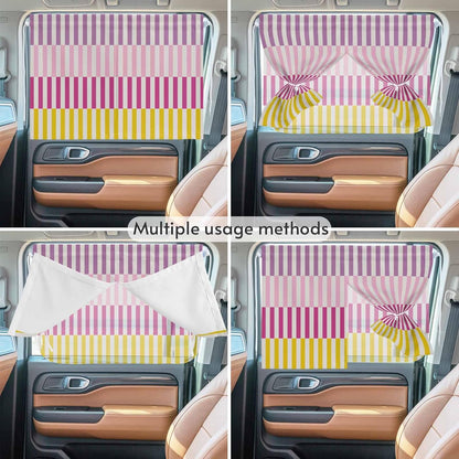 Car Window Shades for Side Windows Stripes Lines Car Sun Shade Curtain 2 PCS Double Layer Privacy Blackout Pink Purple Yellow Striped Magnetic Car Window Curtains with Suction Cup Sun Block Covers