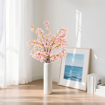 SITUMEIZI Artificial Cherry Blossom Branches Silk 39 Inch Faux Cherry Flowers Peach Tall Stems for Home Wedding Bedroom Table Japanese Real Touch Vase Decoration(3Pcs,Pink)