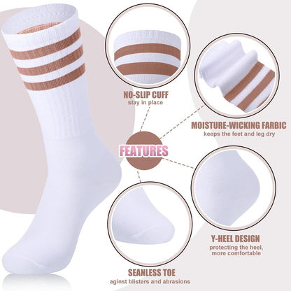 Hillban Sweatband and Stripe Sock Set Neno Wrist Sweat Band Sport Headband Wristband for Men Women 80s Party Accessories