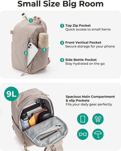 BAGSMART Small Sling Bag for Women, Fast Track Crossbody Bag Mini Backpack purse for Daily Travel Gym