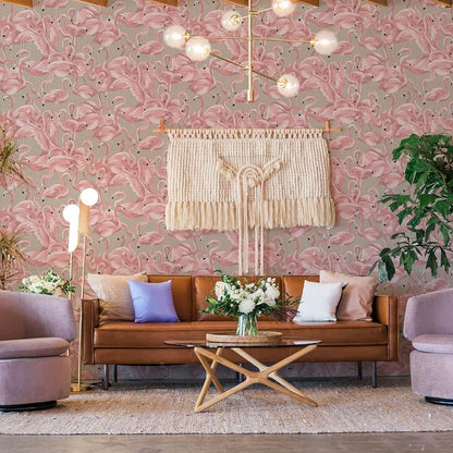 Tempaper Ballerina Pink Flamingo Removable Peel and Stick Wallpaper, 20.5 in X 16.5 ft, Made in the USA