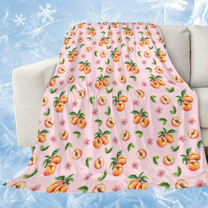 Peaches Cooling Blankets for Hot Sleepers Summer Fruit Flowers Pink Cool Throw Blanket, Lightweight Ice Blanket 30" x 40" Summer Cold Blankets for Night Sweats