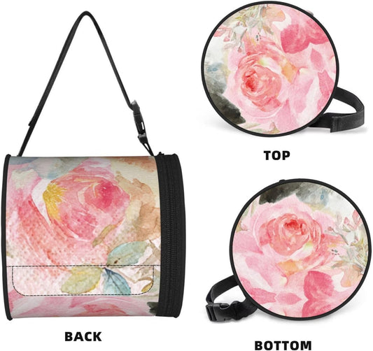 Watercolor Pink Rose Hanging Cylinder Tissue Box Cover, Car Tissues Box, Suitable for Home Decoration and Travel Lightweight Tissue Bag