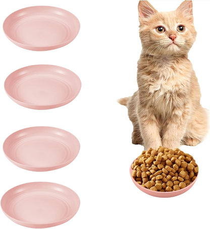 Cat Food Bowl Set, Cat Bowls Shallow Cat Food Dish Wet Food Flat Whisker Fatigue-Free, Bowls Cat Dishes Plastic & Cute Pet Bowl Dishes for Pet Cats, Dogs, and Small Animals