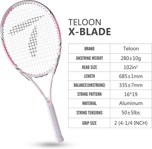 Teloon Recreational Adult Tennis Rackets-27 inch Tennis Racquet for Men and Women College Students Beginner Tennis Racket.