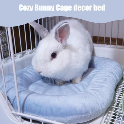 15.7’’×12.2’’ Cozy Bunny Bed for Rabbits Indoor, Soft Concave Oval Beds for Small Animal, Washable Plush Mat for Bunnies, Guinea Pigs,Rabbit,Pink