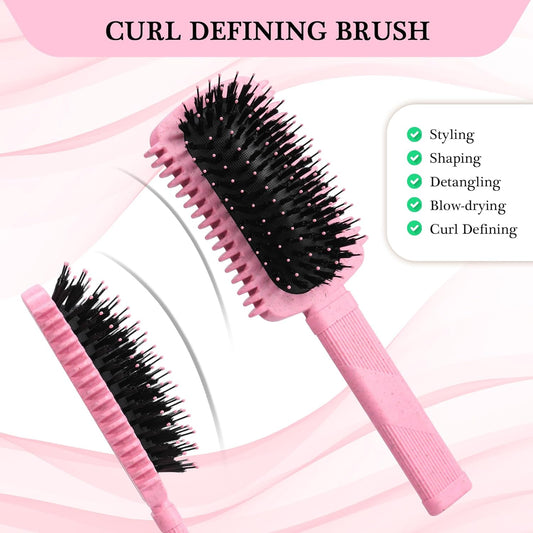 Auhrjomra Curl Defining Brush Pink, Volume Curly Hair Brush for Effortlessly Detangling Shaping and Styling Women's Curls, Waves & Coils, Curly Hair Products, Reduce Frizz